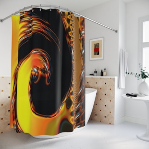 Sacred Geometry Spiral Shower Curtain, Fractal Polyester Shower Curtain, bathroom decor, Boho designs, Trippy shower curtain, Psychedelic