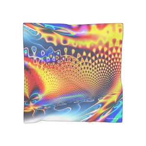 Diamond Mandelbrot Poly Scarf, colorful gift for women, abstract fractal, High art, consciousness, festival scarf, Fibonacci spiral mushroom