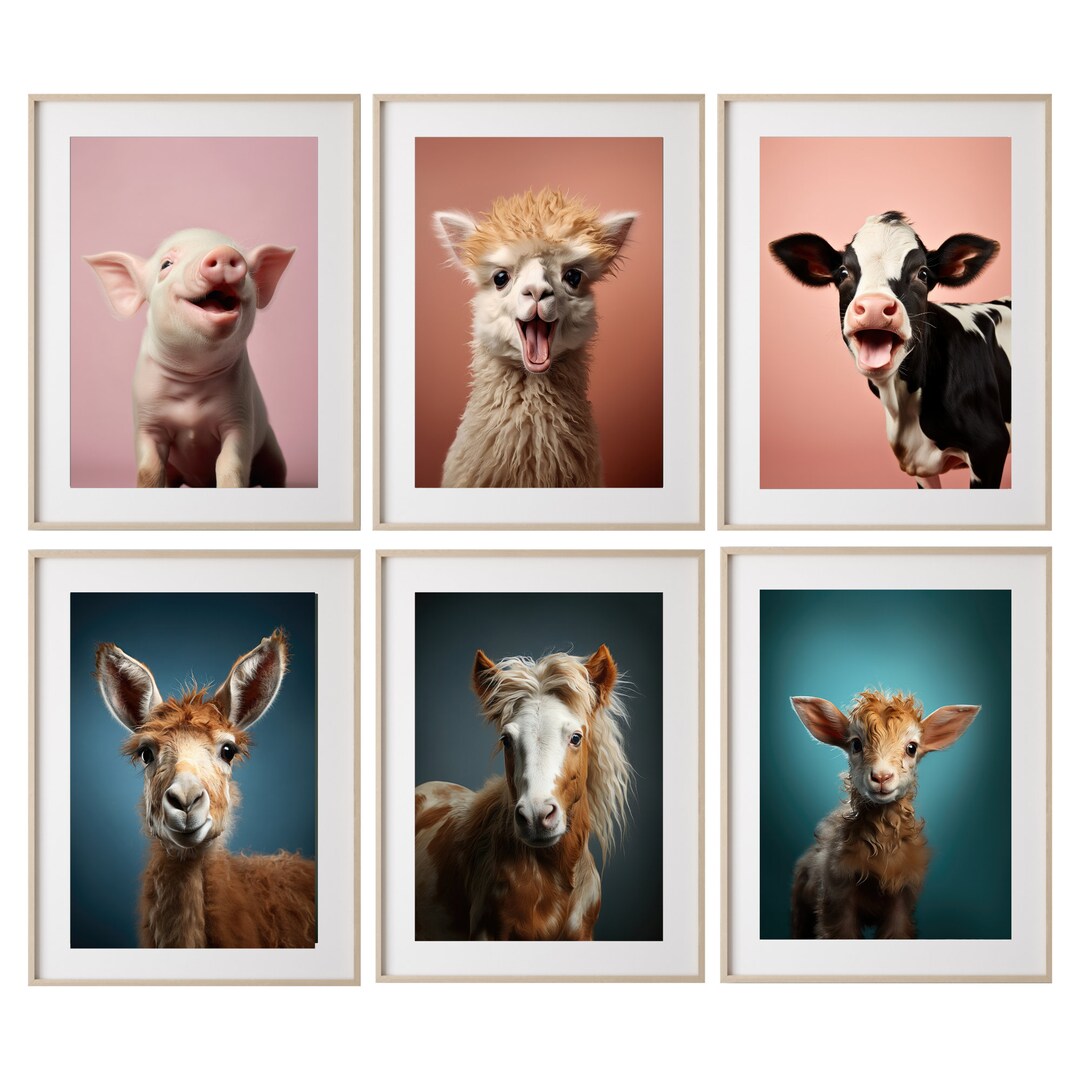 Set of 6 Farm Animal Nursery Prints Baby Farm Animals Etsy