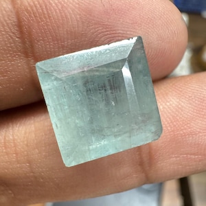 Natural Aquamarine Loose Gemstone, Square Cut Aquamarine for Jewelry Making , March Birthstone Natural Gemstone Aquamarine Faceted Square