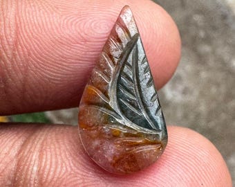 AAA Tourmaline Leaf Carving: 3.5 Carat Loose Gemstone, 21x10mm