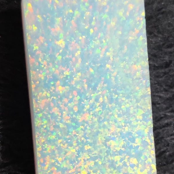 Raw white Opal Slab: Red Blue Fire, Jewelry Making Lab Grown Opal