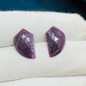 Pair Natural Purple Sapphire Gemstone Rose cut Beautiful Gemstone Use for jewelry Loose Gemstone weight 14.60 carat size: 11.50 x 18 mm