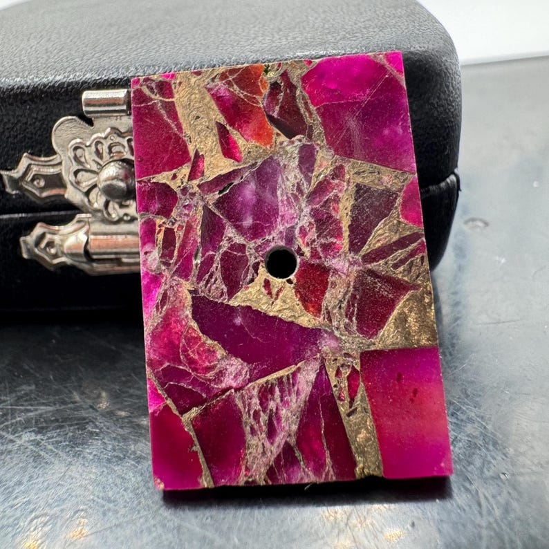 Copper Turquoise Gemstone Watch Dial - Red Rectangle Gemstone For Making image 3
