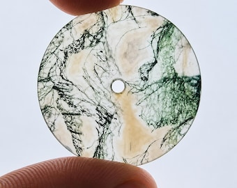Green Moss Agate Watch Dial - 31.5 mm Round Gemstone, May Birthstone