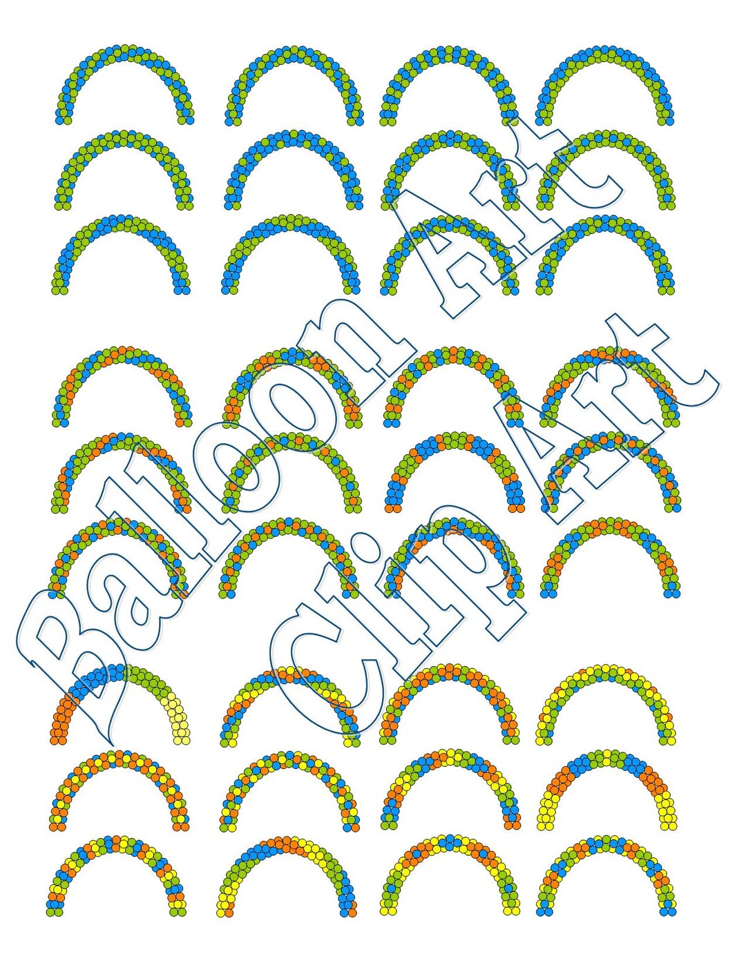 Clip Art of Garland Arches Color Schemed in 2, 3, and 4 Color Patterns ...