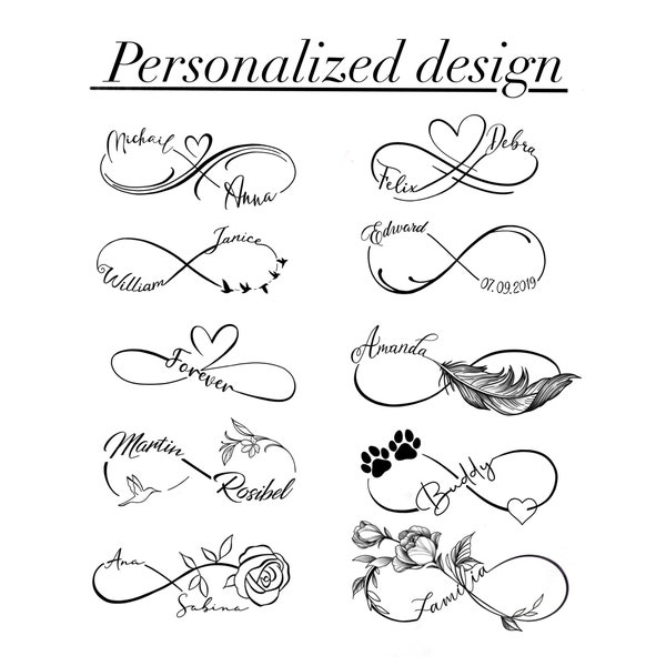 Unendlichkeitssymbol Sonderanfertigung | personalisiertes Tattoo-Design | sofort download PNG SVG