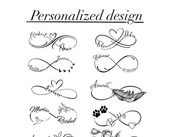 infinity symbol custom design | personalized tattoo design | instant download PNG SVG