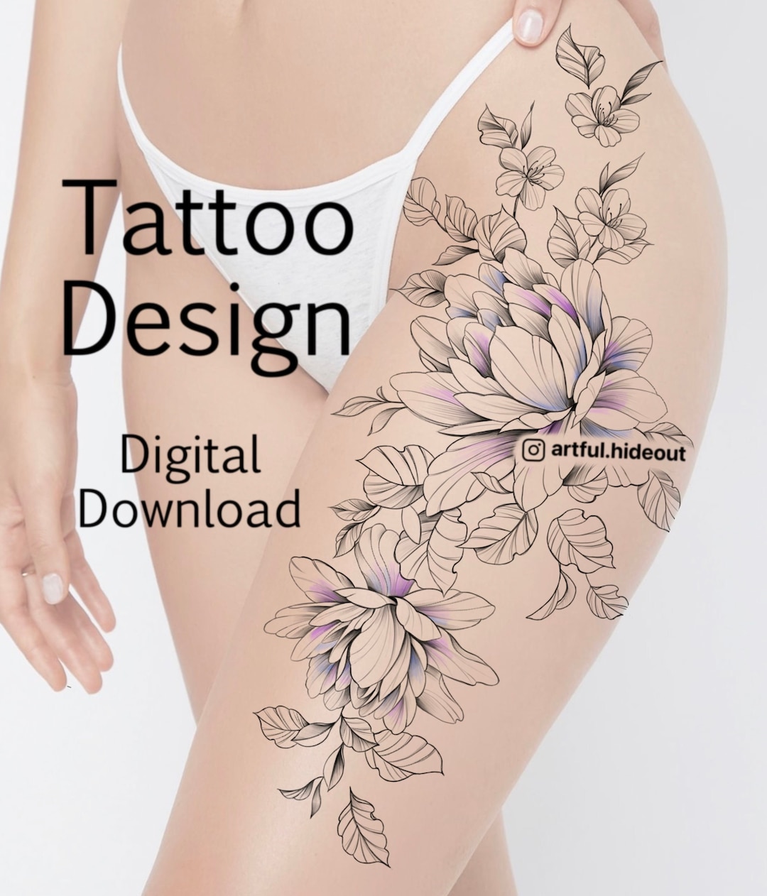 Japanisches Blumen Tattoo Design für Rücken, Schulter, Hüfte, Oberschenkel  (Digitaler Download) - Etsy Schweiz, image size:1080x1262