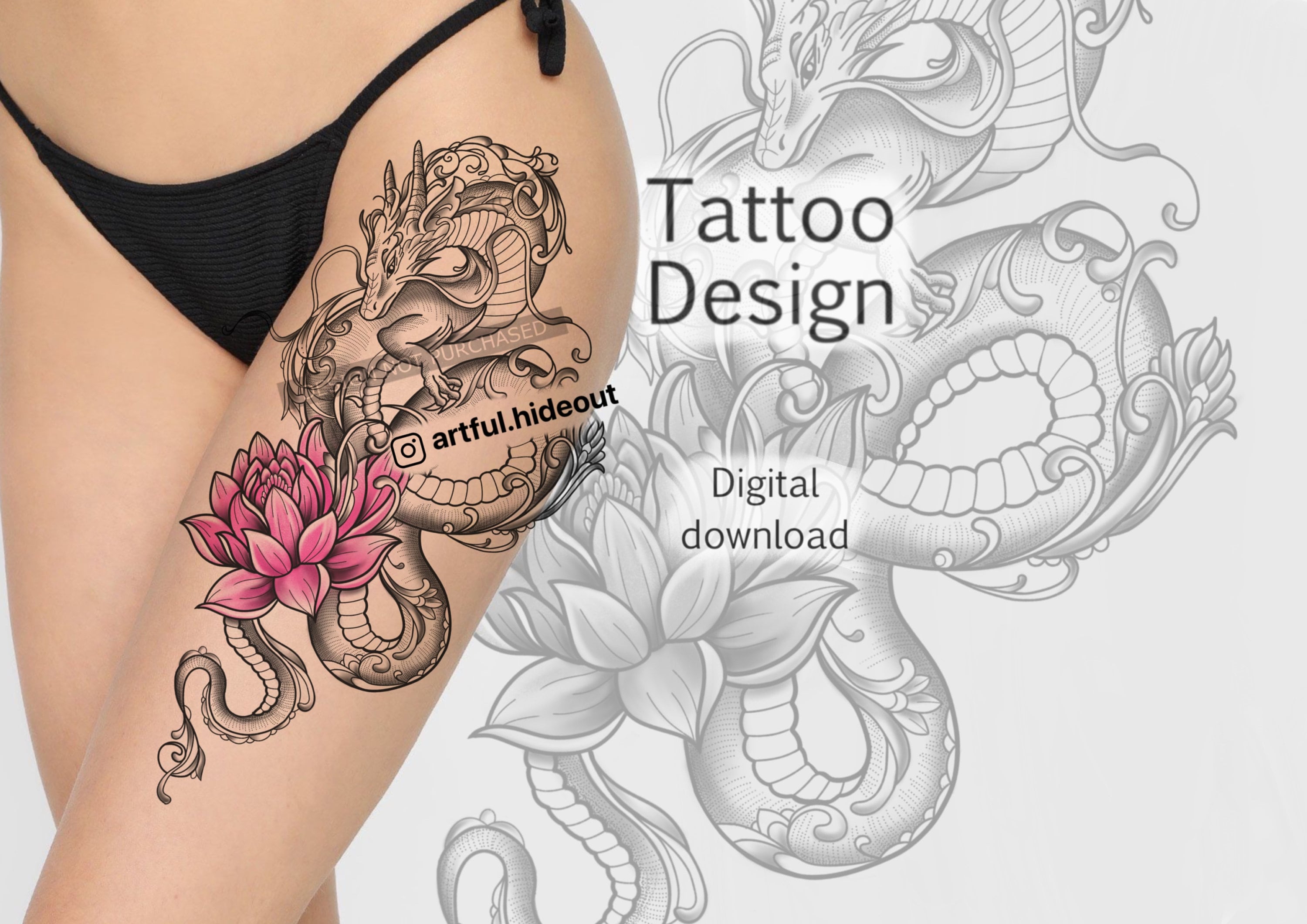 Feminine Dragon and Flower Tattoos Unveiled