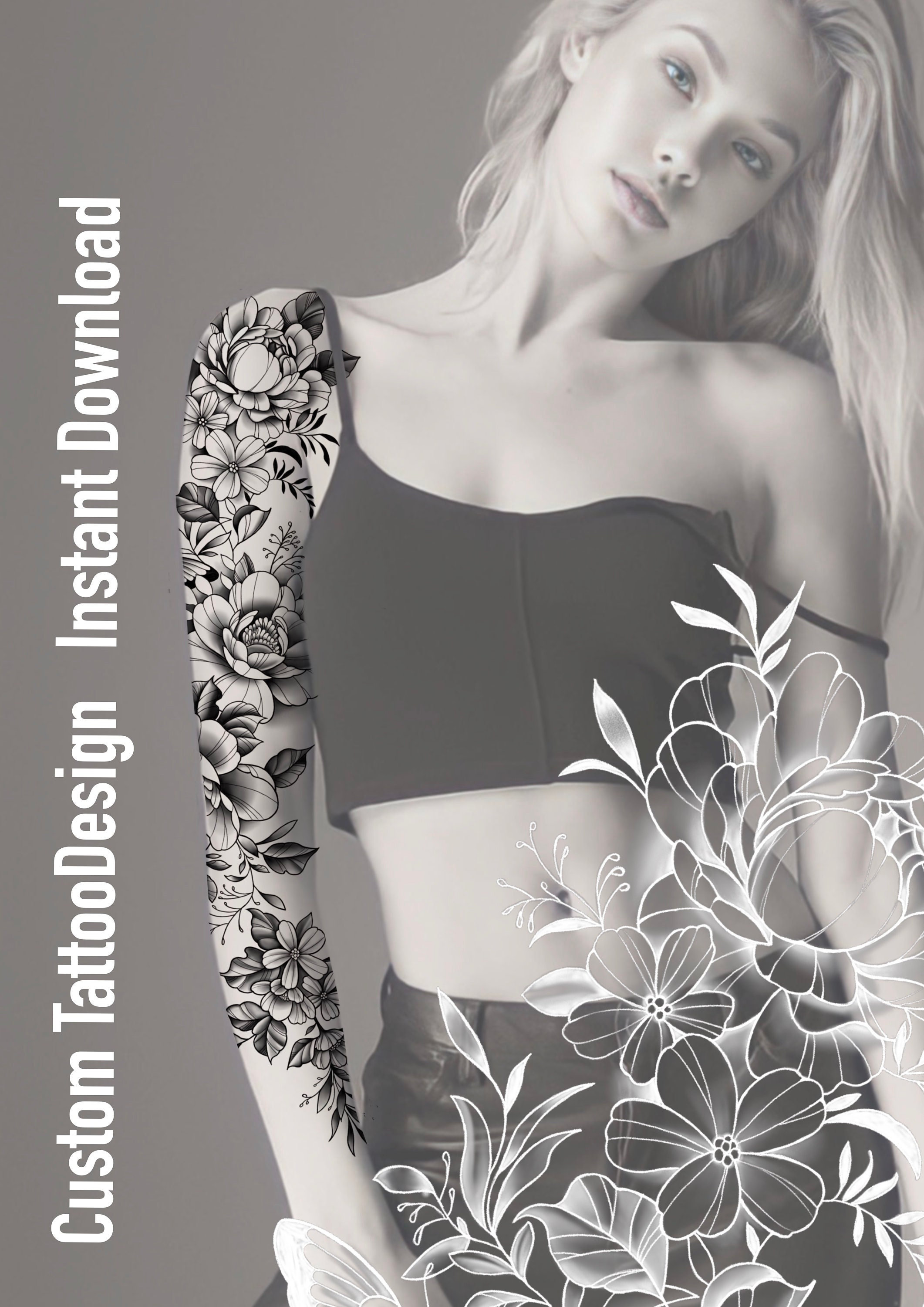 Arm Sleeve Tattoo Design | Custom Tattoo Design | Printable Flash ...