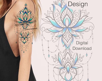 Mandala Tattoo Design for Woman on Back Shoulder Hip Forearm Calf | Custom Tattoo Design | Tattoo Flash PNG