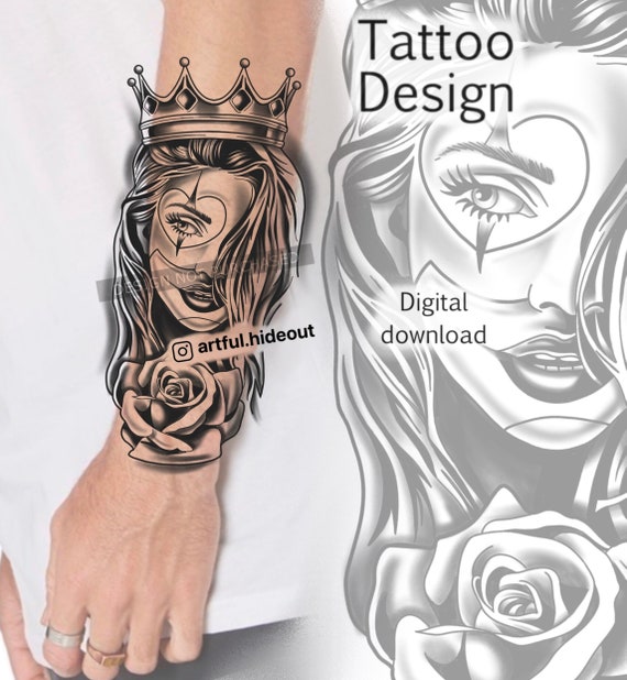 タトゥー　TATTOO 刺青 デザイン　下絵　チカーノ　フラッシュ【超入手困難】 チカーノタトゥーのデザイン｜前腕、肩、すね（PNGファイル） - Etsy 日本