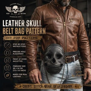 Leather Skull Belt Bag Pattern | DIY PDF Template (Digital Download)