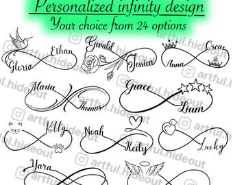 Unendlichkeitssymbol Sonderanfertigung | personalisiertes Tattoo-Design | sofortiger Download PNG SVG | Unendlichkeit Tattoo-Design | Denkwürdige Unendlichkeit