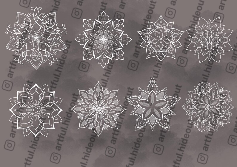 Procreate Mandala Brush Set | 40 Tattoo Flash Stamps (digital Download ...