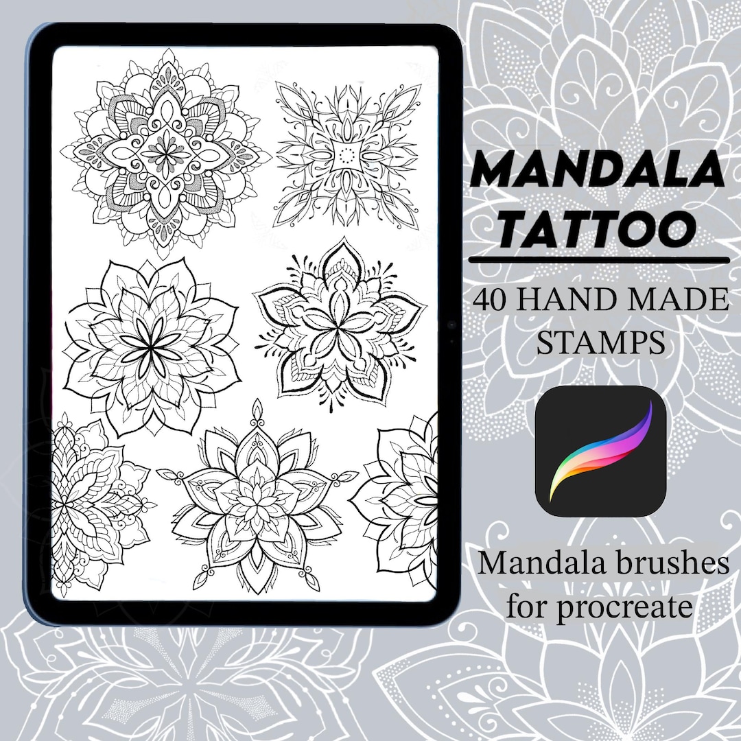 Procreate Mandala Brush Set | 40 Tattoo Flash Stamps (digital Download ...