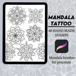 Procreate Mandala brush | Procreate stamps | Tattoo flash | Procreate flash | Procreate tattoo | Tattoo stencil | Procreate bundle