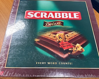 Vintage Scrabble Deluxe roterend bordspel, nieuw, ongeopend, in de in de fabriek verzegelde doos. Mantel 53579 uit 2000 Uitstekende staat