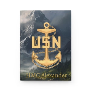 JOURNAL PERSONNALISÉ U.S. Navy Chief à couverture rigide pour les amateurs de lecture avec une finition mate élégante, reliure papier cartonné avec 150 pages lignées