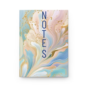 JOURNAL PERSONNALISÉ PASTEL Sparkly Swirls à couverture rigide pour les amateurs de lecture avec une finition mate élégante, reliure papier cartonné avec 150 pages lignées