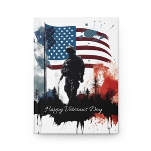 JOURNAL PERSONNALISÉ pour la Journée de la reconnaissance des anciens combattants à couverture rigide pour les amateurs de lecture avec une finition mate élégante, une reliure papier cartonné de 150 pages lignées