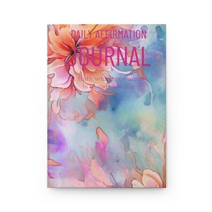 JOURNAL d'affirmation en marbre mat de fleur aquarelle onirique personnalisée pour les amateurs de lecture avec une finition mate, reliure papier cartonné avec pages lignées