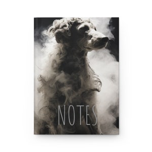 JOURNAL de notes à couverture rigide chien gris fumé mat pour les amateurs de livres avec une finition mate élégante, reliure papier cartonné avec 150 pages lignées