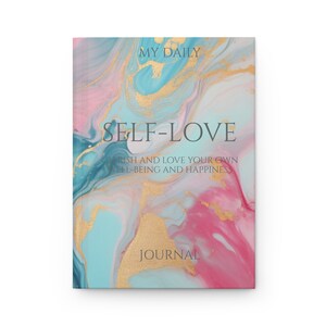 JOURNAL d'amour-propre en marbre rose et or mat pour les amateurs de lecture avec finition mate, reliure papier cartonné avec pages lignées