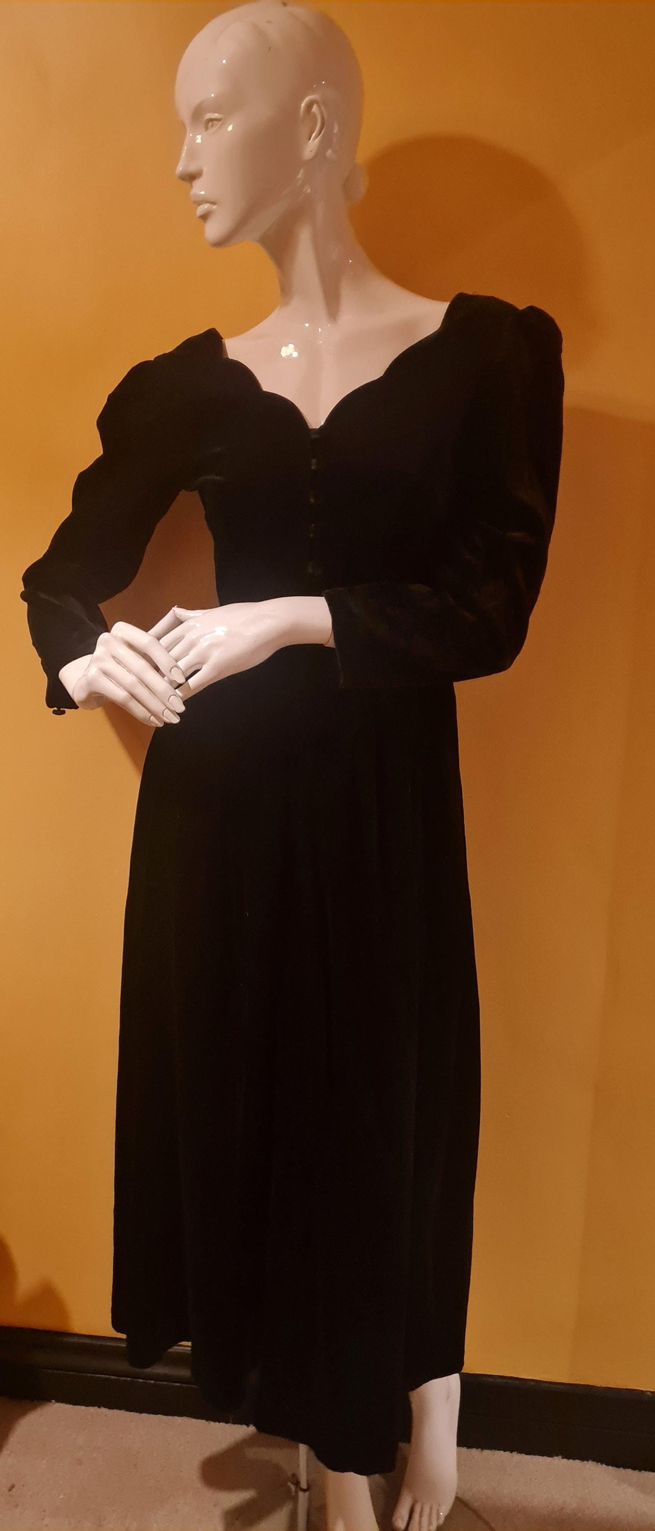 Robe Vintage Laura Ashley - Noir à Fleurs Roses Et Vertes - Taille US 6 (EUR 36)