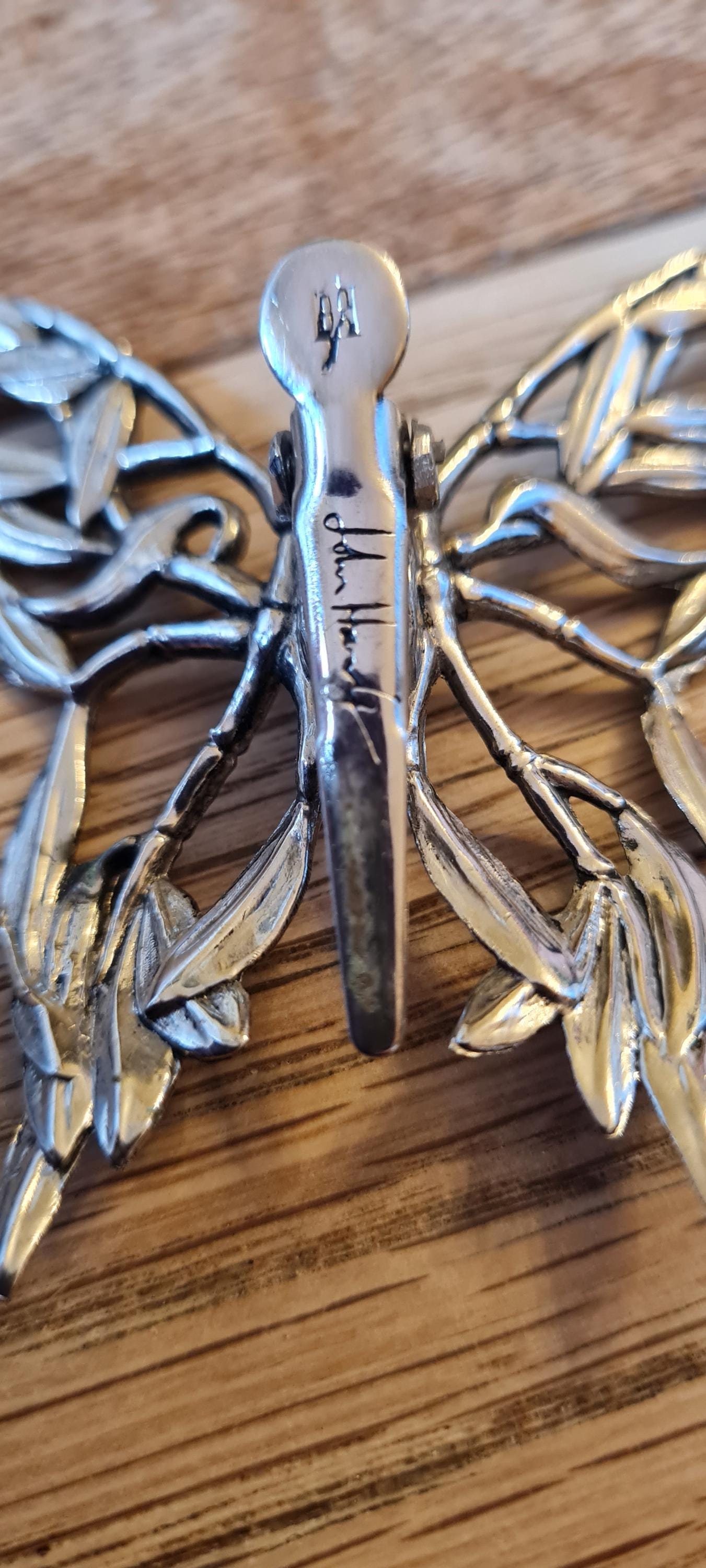 John Hardy Vintage 80s Large Silver Butterfly Hair Clip John Hardy Brooch & Scarf Clip – Butterfly + Bamboo, Rhodium  main image 4
