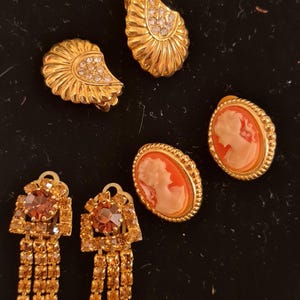3 Pairs of vintage goldtone earrings