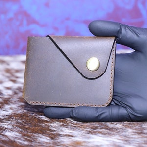 Minimalist leather wallet for men, card holder for women, slim wallet, men's wallet, women's wallet, Classic Brown coin purse, perfect gift