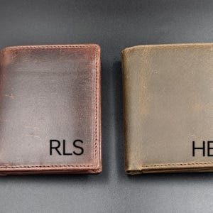 Cartera de cuero para hombre, tarjetero, billetera triple, sobre para efectivo, monograma, piel flor.
