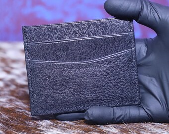 Slim Leather Wallet: Minimalist Card Holder, RFID Protection