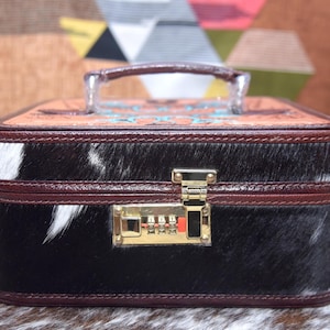 Cowhide Jewelry Box  Jewelry Storage Box Travel Case Gift Idea Leather Cowhide Tooled Leather Punchy Cowgirl Western Travel Jewelry Case