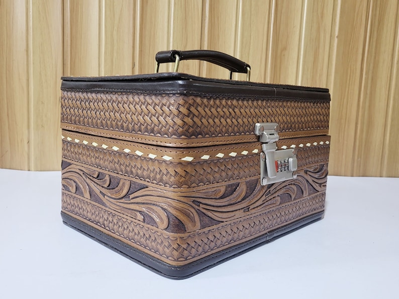 Large Jewelry Box, Jewelry Case, Leather Jewelry Box, Punchy, Tooled Leather Box, Western