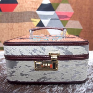 Cowhide Jewelry Box  Jewelry Storage Box Travel Case Gift Idea Leather Cowhide Tooled Leather Punchy Cowgirl Western Travel Jewelry Case