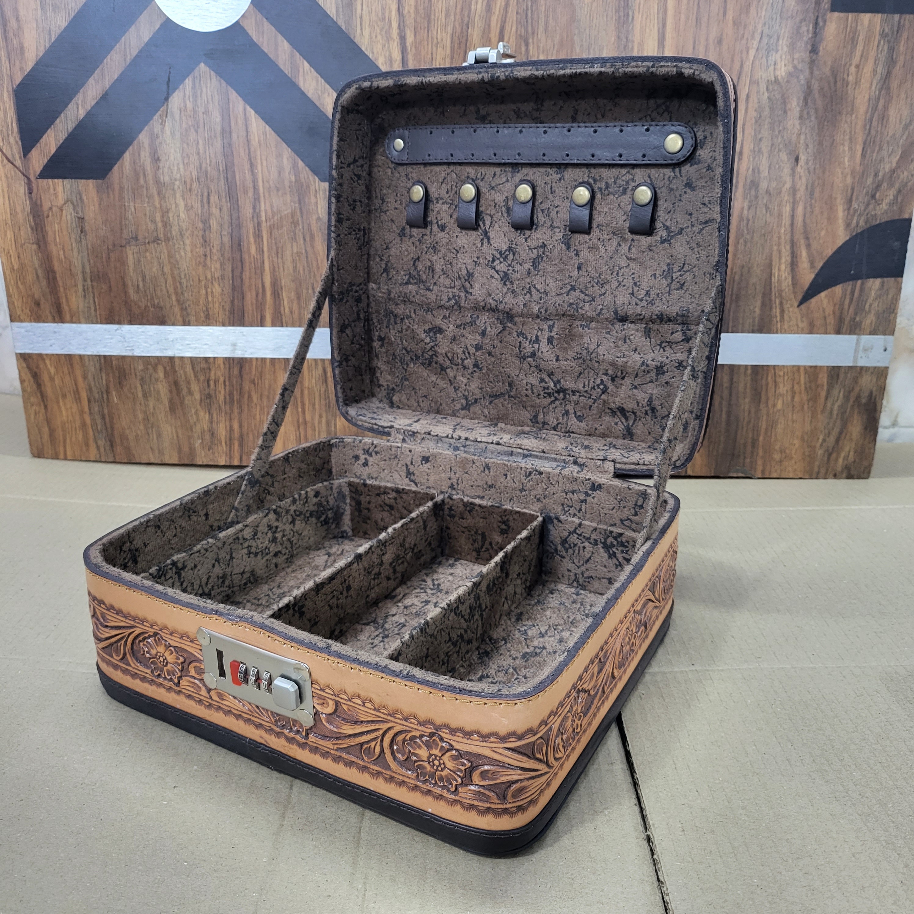 Large Jewelry Box, Jewelry Case, Leather Jewelry Box, Punchy, Tooled Leather Box, Western