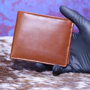 Billetera tríptico personalizada, billetera tríptico de cuero para hombre, billetera de cuero real, billetera de cuero hecha a mano, billetera delgada de cuero plegable, RFID