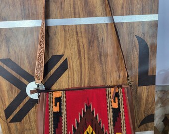 Handmade Leather Shoulder Bag: Elegant Aztec Handbag
