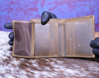 Handmade Leather Bifold Wallet: Slim RFID Blocking Wallet