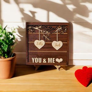 Custom Couples Wood Sign for Wedding | Wedding gifts for Couples Anniversary Present Home Decor Hanging Hearts Layered 3d Sign for Newlyweds