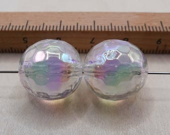 Acrylperlen, 10 Perlen, Facettiert, 16 mm, Irisierend #1853