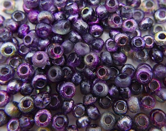 295 EUR/kg, Czech Beads, 10 g, Glass Seed Beads, Rocailles 6/0, Etched Crystal Magic Purple #2969
