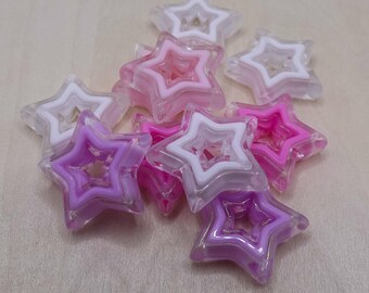 Acrylic beads, 10 beads, 22 mm, color variations, star #1862 - #1866