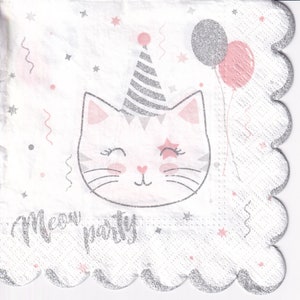 5 tovaglioli di carta identici con gatto, 32x32 #S150