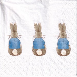 3 tovaglioli di carta identici con motivo di Beatrix Potter, Peter Rabbit, 33x33 #S271