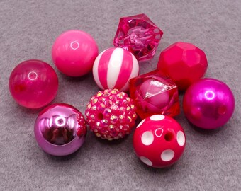 Bubble Gum Beads, 20 mm, Acrylperlen, 10 Perlen, Violett  #1420