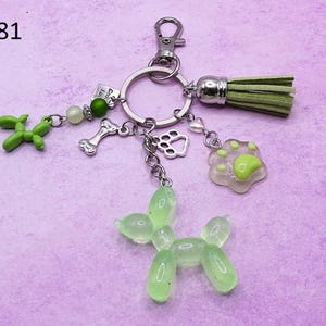 Keychain, bag charm, dog, balloon dog, color variations #1579 - #1581